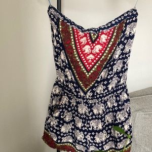 Patterned Summer Romper. Strapless. Fits like a Small.